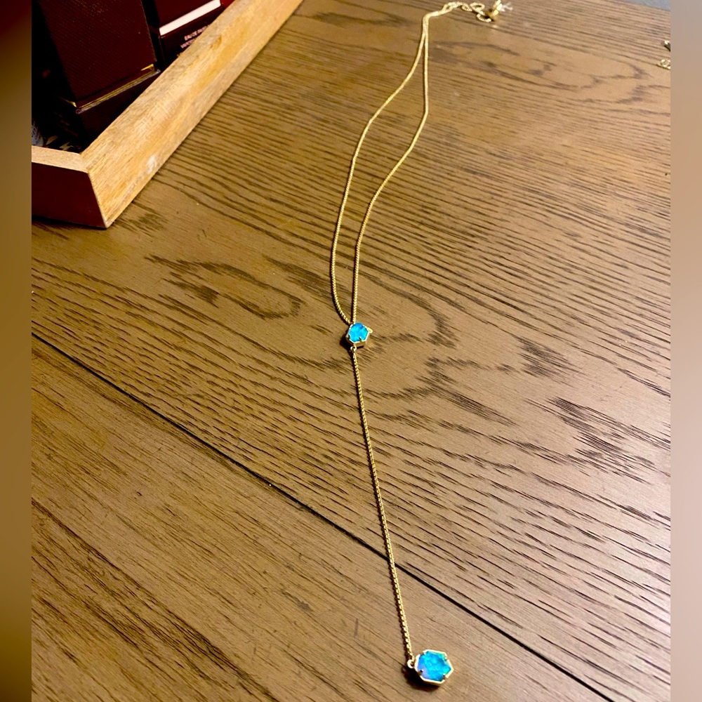 Kendra Scott Tomon Y Necklace in Blue Opal